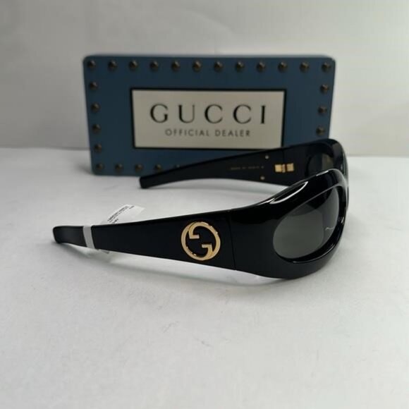 New Authentic GUCCI GG1247s 001 Black/Gold Oval sunglasses main image 8